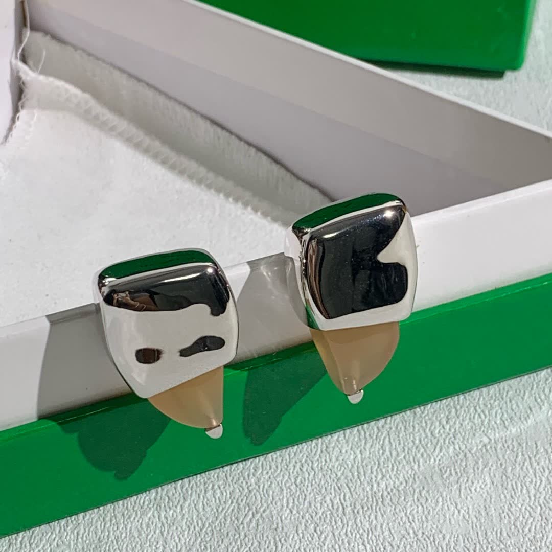 Bottega Veneta Silver Tone Geometric Stud Earrings